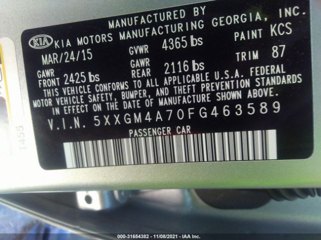 Photo 8 VIN: 5XXGM4A70FG463589 - KIA OPTIMA 