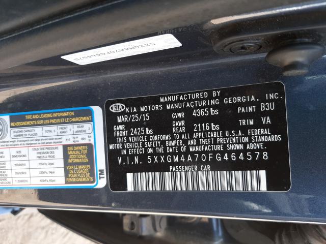 Photo 9 VIN: 5XXGM4A70FG464578 - KIA OPTIMA LX 