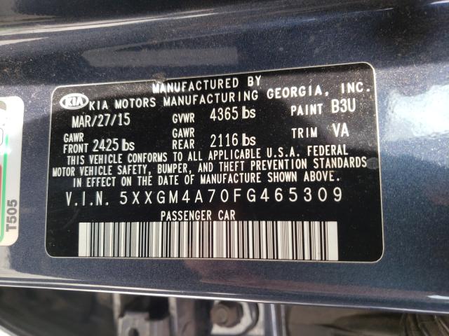 Photo 9 VIN: 5XXGM4A70FG465309 - KIA OPTIMA LX 