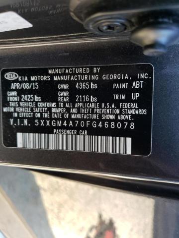 Photo 9 VIN: 5XXGM4A70FG468078 - KIA OPTIMA LX 