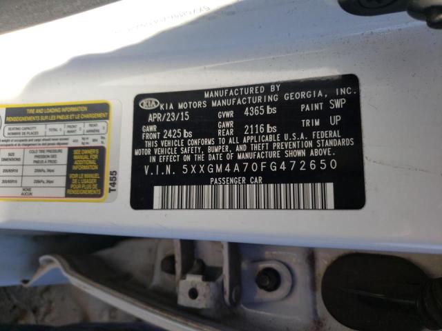 Photo 9 VIN: 5XXGM4A70FG472650 - KIA OPTIMA LX 