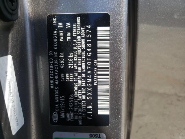 Photo 9 VIN: 5XXGM4A70FG481574 - KIA OPTIMA LX 