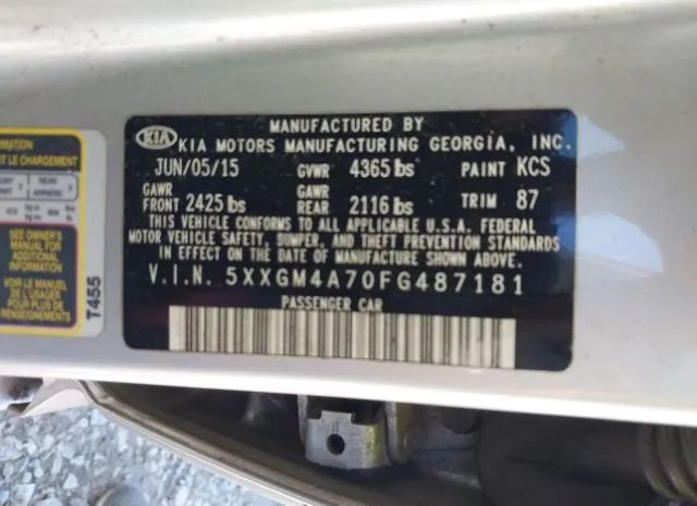 Photo 8 VIN: 5XXGM4A70FG487181 - KIA OPTIMA 