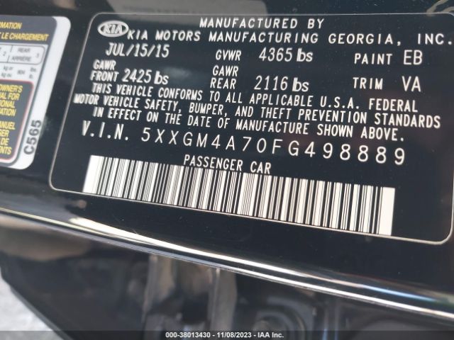 Photo 8 VIN: 5XXGM4A70FG498889 - KIA OPTIMA 