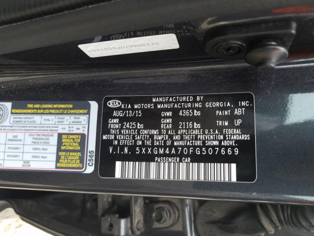 Photo 9 VIN: 5XXGM4A70FG507669 - KIA OPTIMA LX 