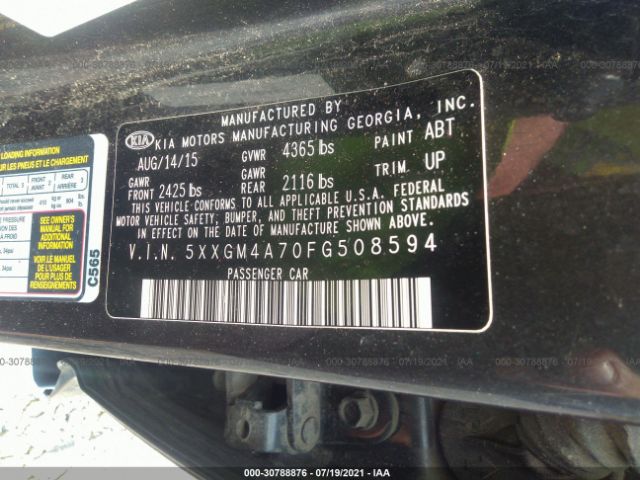 Photo 8 VIN: 5XXGM4A70FG508594 - KIA OPTIMA 