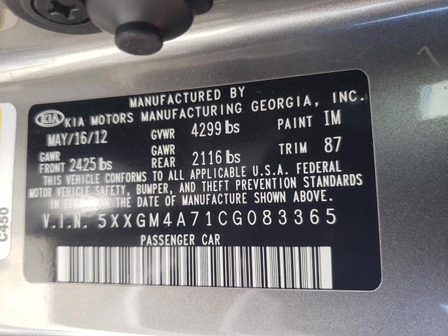 Photo 11 VIN: 5XXGM4A71CG083365 - KIA OPTIMA LX 