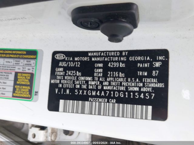 Photo 8 VIN: 5XXGM4A71DG115457 - KIA OPTIMA 