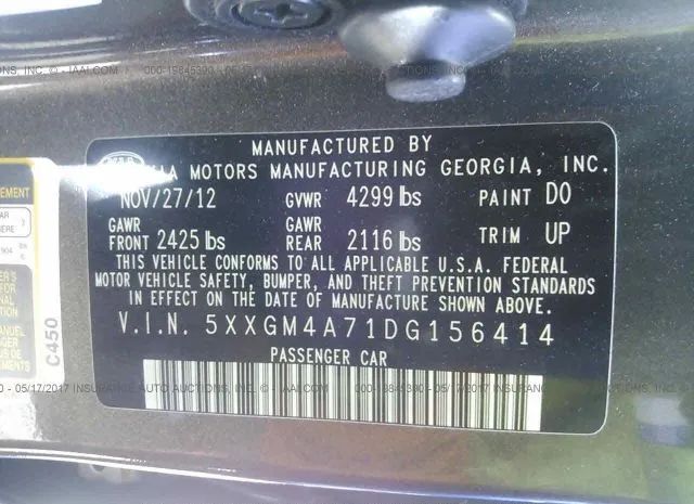 Photo 8 VIN: 5XXGM4A71DG156414 - KIA OPTIMA 