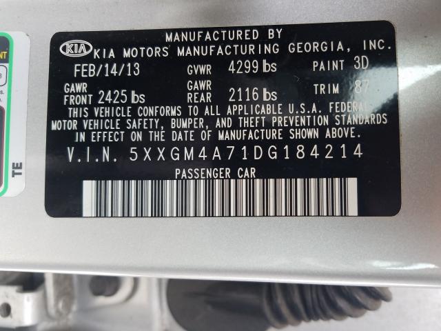 Photo 9 VIN: 5XXGM4A71DG184214 - KIA OPTIMA LX 