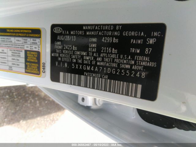 Photo 8 VIN: 5XXGM4A71DG255248 - KIA OPTIMA 