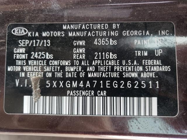 Photo 9 VIN: 5XXGM4A71EG262511 - KIA OPTIMA LX 