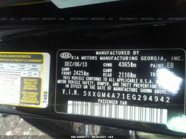 Photo 8 VIN: 5XXGM4A71EG294942 - KIA OPTIMA 