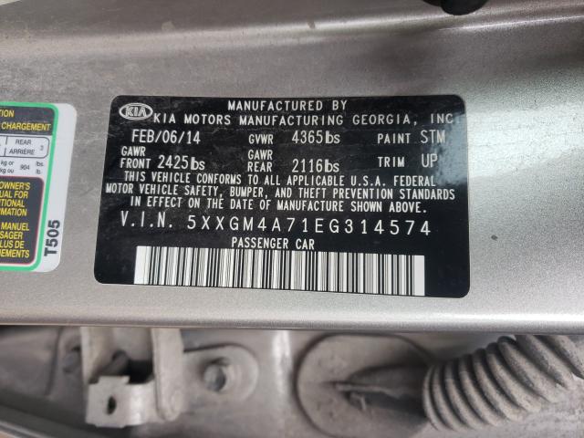 Photo 9 VIN: 5XXGM4A71EG314574 - KIA OPTIMA LX 