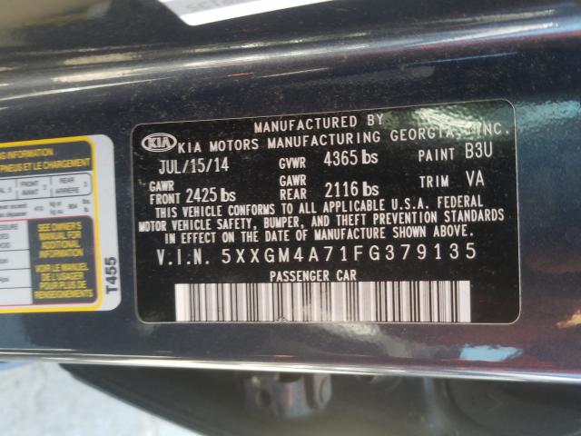 Photo 9 VIN: 5XXGM4A71FG379135 - KIA OPTIMA 