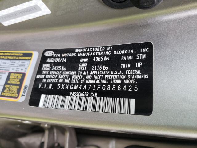 Photo 9 VIN: 5XXGM4A71FG386425 - KIA OPTIMA LX 