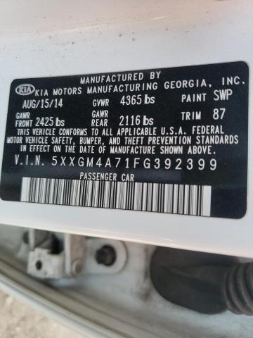 Photo 9 VIN: 5XXGM4A71FG392399 - KIA OPTIMA LX 