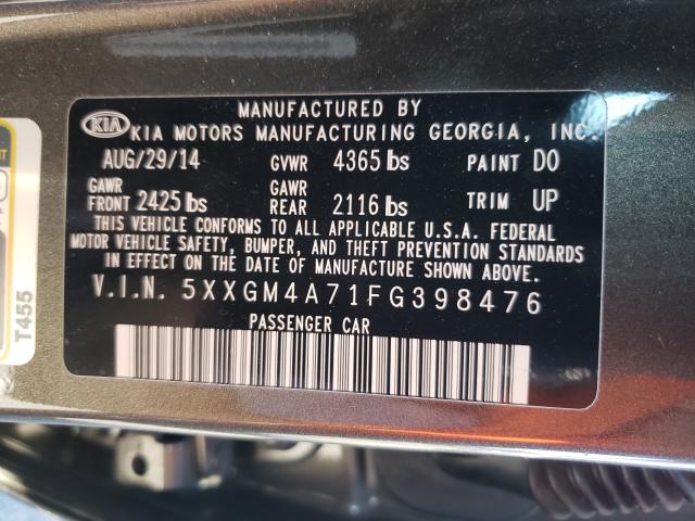 Photo 9 VIN: 5XXGM4A71FG398476 - KIA OPTIMA LX 