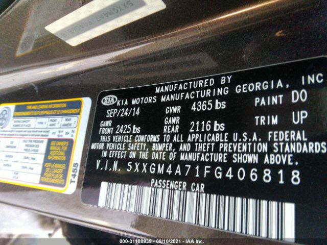 Photo 8 VIN: 5XXGM4A71FG406818 - KIA OPTIMA 