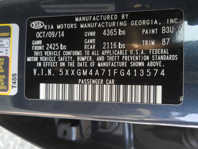 Photo 9 VIN: 5XXGM4A71FG413574 - KIA OPTIMA LX 