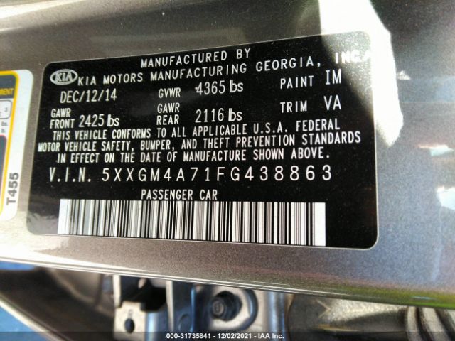 Photo 8 VIN: 5XXGM4A71FG438863 - KIA OPTIMA 