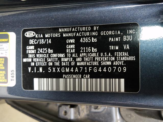 Photo 9 VIN: 5XXGM4A71FG440709 - KIA OPTIMA LX 