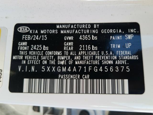 Photo 9 VIN: 5XXGM4A71FG456375 - KIA OPTIMA LX 