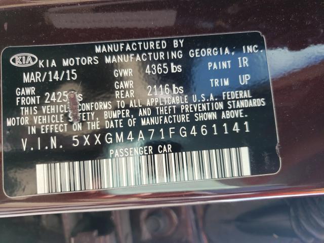 Photo 9 VIN: 5XXGM4A71FG461141 - KIA OPTIMA LX 