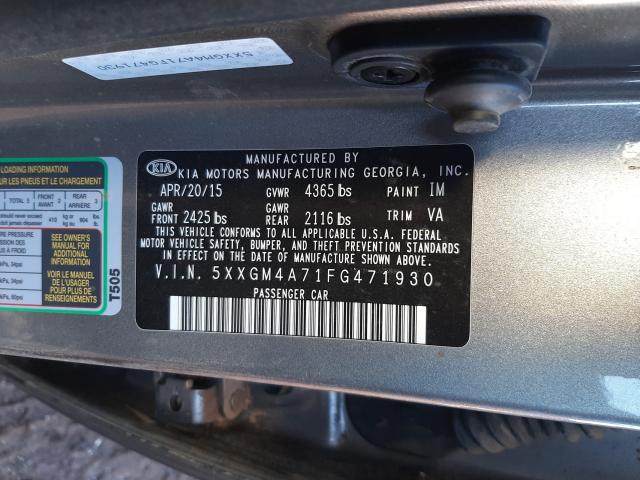 Photo 9 VIN: 5XXGM4A71FG471930 - KIA OPTIMA LX 