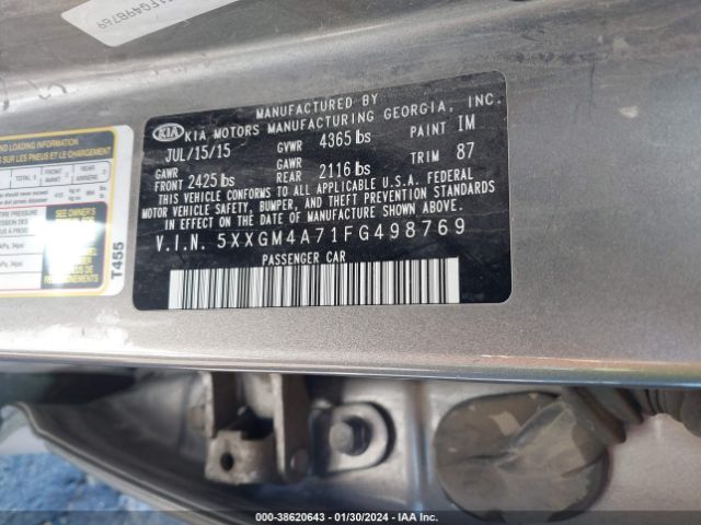 Photo 8 VIN: 5XXGM4A71FG498769 - KIA OPTIMA 