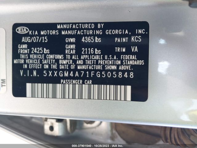 Photo 8 VIN: 5XXGM4A71FG505848 - KIA OPTIMA 