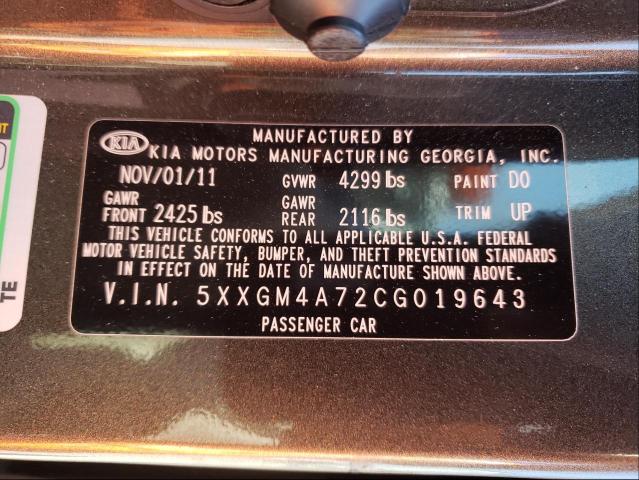 Photo 9 VIN: 5XXGM4A72CG019643 - KIA OPTIMA LX 