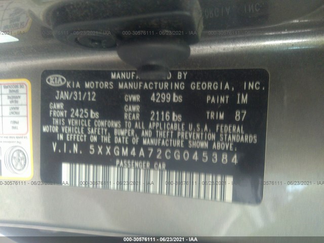 Photo 8 VIN: 5XXGM4A72CG045384 - KIA OPTIMA 