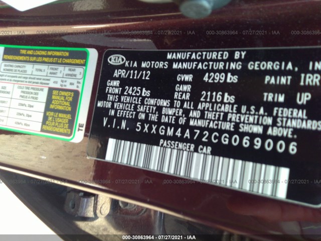 Photo 8 VIN: 5XXGM4A72CG069006 - KIA OPTIMA 