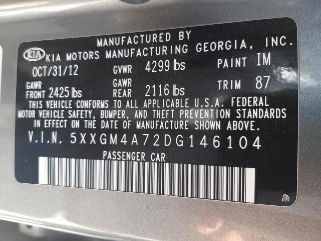 Photo 9 VIN: 5XXGM4A72DG146104 - KIA OPTIMA LX 