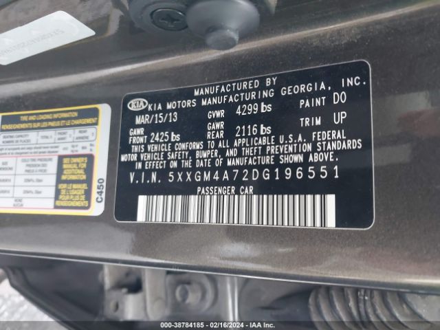 Photo 8 VIN: 5XXGM4A72DG196551 - KIA OPTIMA 