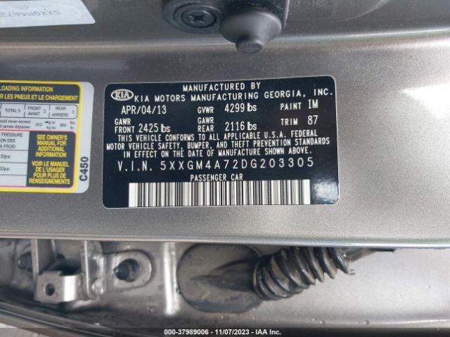 Photo 8 VIN: 5XXGM4A72DG203305 - KIA OPTIMA 