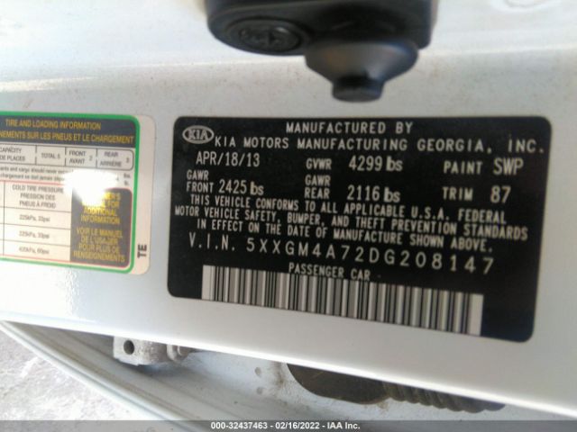 Photo 8 VIN: 5XXGM4A72DG208147 - KIA OPTIMA 