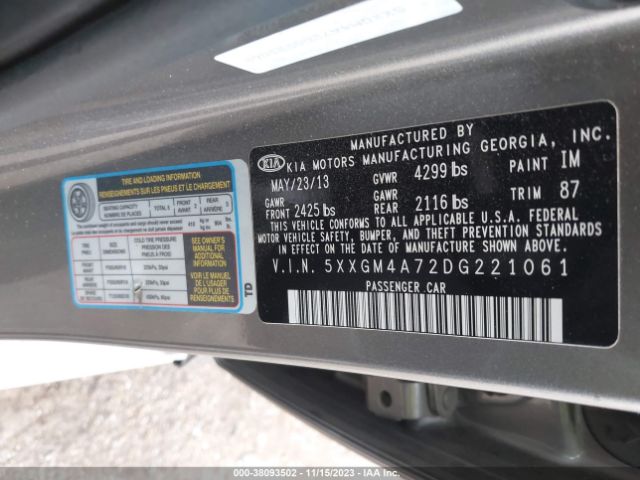 Photo 8 VIN: 5XXGM4A72DG221061 - KIA OPTIMA 