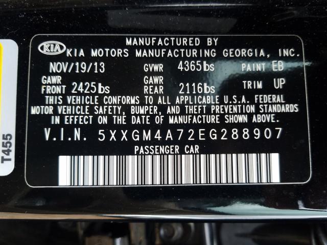 Photo 9 VIN: 5XXGM4A72EG288907 - KIA OPTIMA LX 