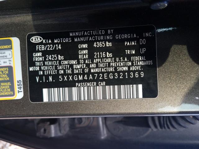 Photo 9 VIN: 5XXGM4A72EG321369 - KIA OPTIMA LX 