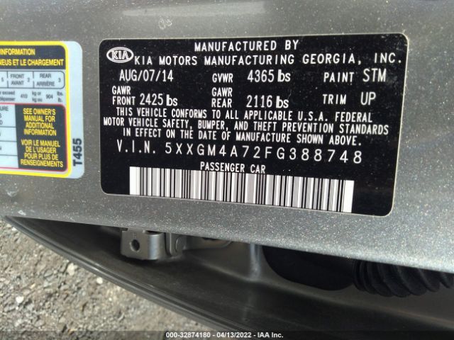 Photo 8 VIN: 5XXGM4A72FG388748 - KIA OPTIMA 