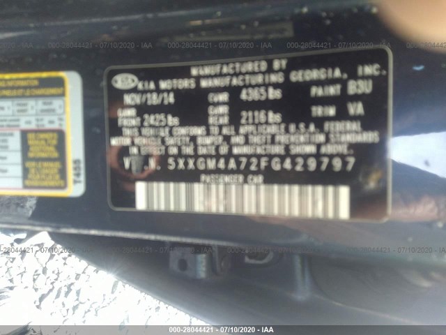 Photo 8 VIN: 5XXGM4A72FG429797 - KIA OPTIMA 