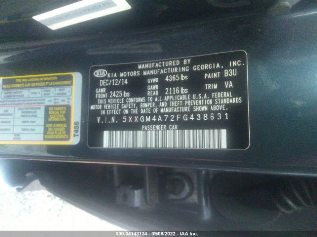 Photo 8 VIN: 5XXGM4A72FG438631 - KIA OPTIMA 