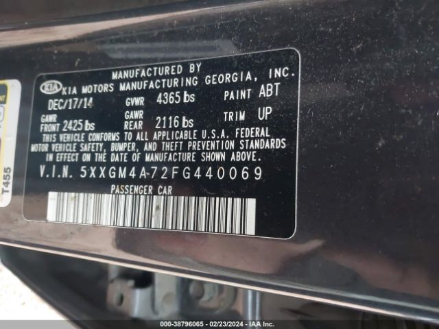 Photo 8 VIN: 5XXGM4A72FG440069 - KIA OPTIMA 