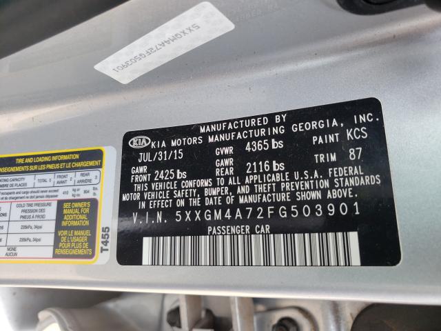 Photo 9 VIN: 5XXGM4A72FG503901 - KIA OPTIMA LX 