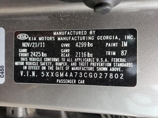 Photo 9 VIN: 5XXGM4A73CG027802 - KIA OPTIMA LX 