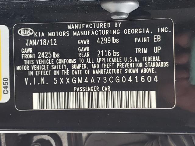 Photo 9 VIN: 5XXGM4A73CG041604 - KIA OPTIMA LX 