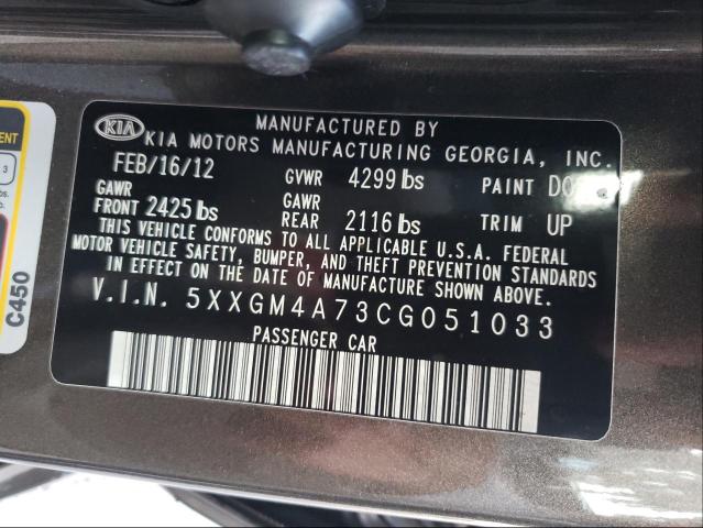 Photo 9 VIN: 5XXGM4A73CG051033 - KIA OPTIMA LX 