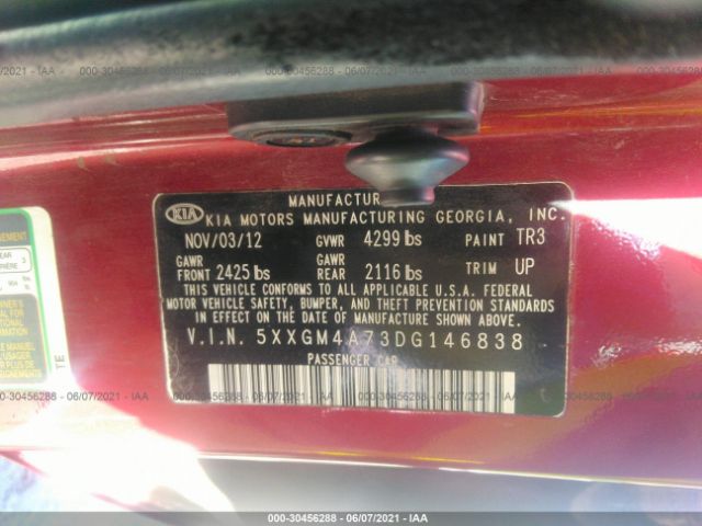 Photo 8 VIN: 5XXGM4A73DG146838 - KIA OPTIMA 